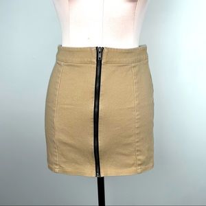 Front Zip Khaki Skirt